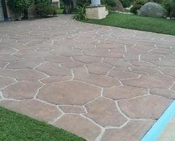 stamped concrete flagstone stencil driveway installation