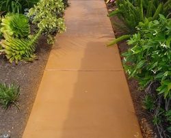 light brown staining concrete walkway