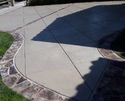 driveway slab and flagstone coping installation