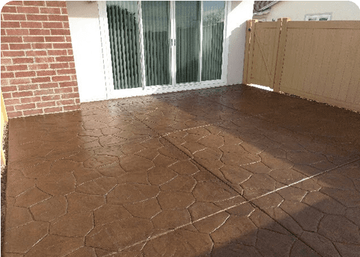 decorative concrete patio brown staining