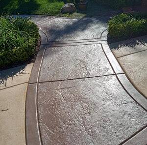 Concrete walkway stamped concrete