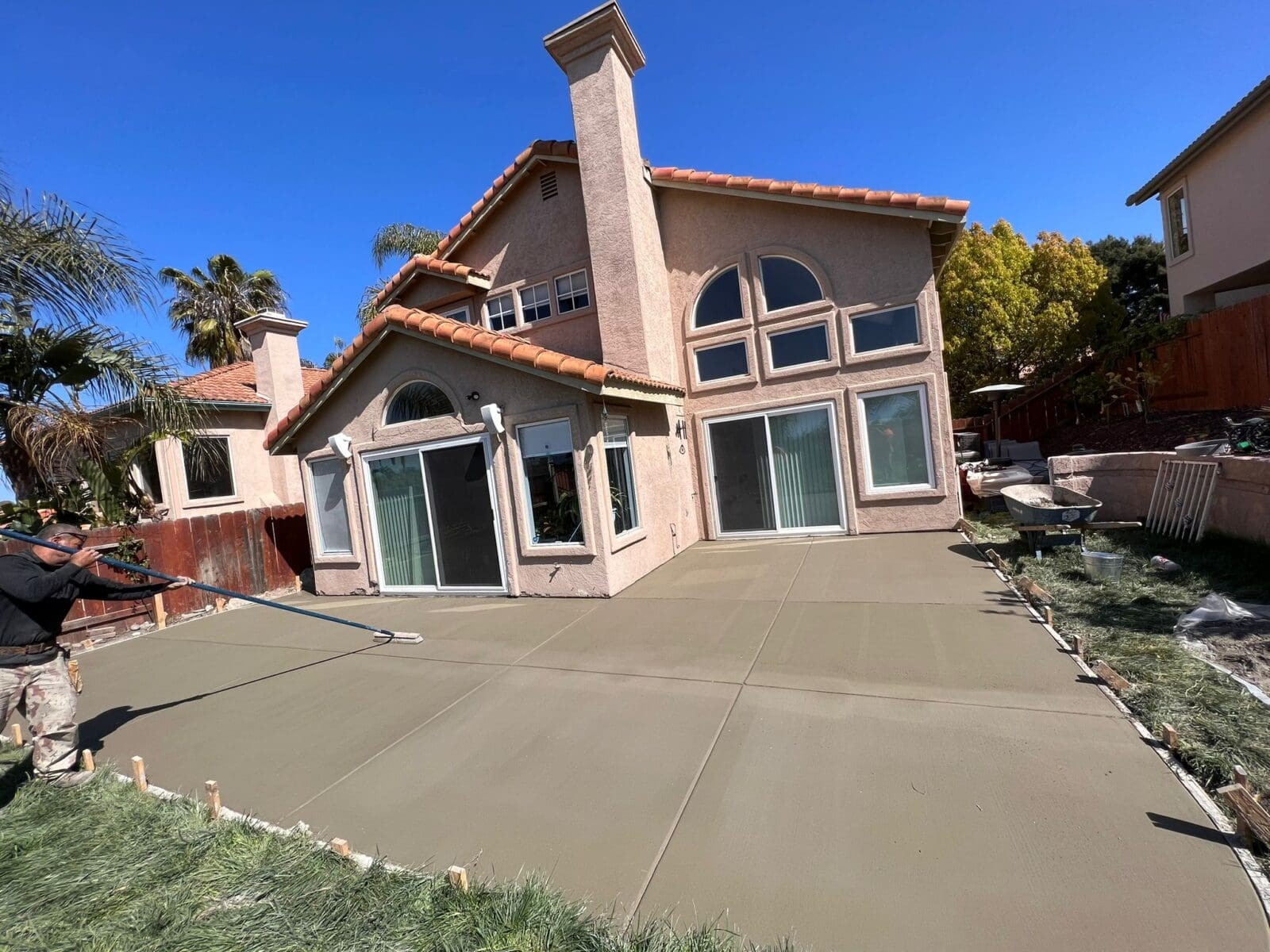 backyard patio concrete installation 